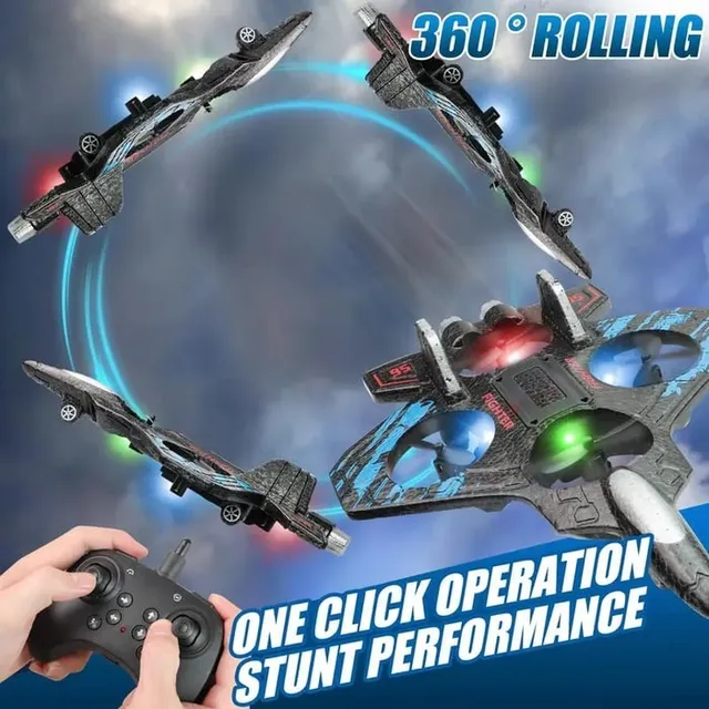 50% OFF 🎉🎉RC Stunt Fighter Jet Toy for Kids with 360° Flips & LED Lights